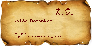 Kolár Domonkos névjegykártya